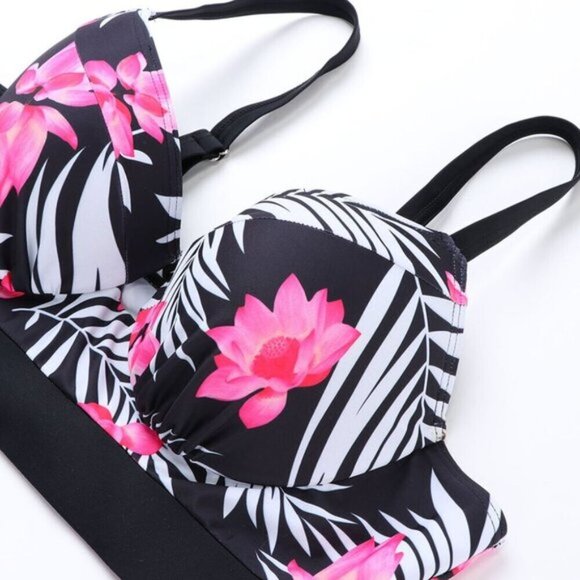 TROPICAL HIGH WAIST 2 PIECE BIKINI SWIMSUIT (RUNS SMALL) - Picture 5 of 15